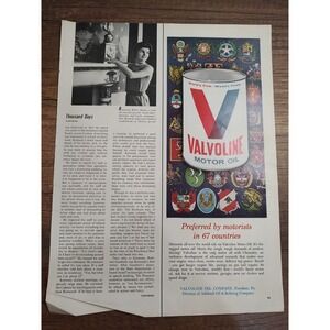 Vintage 1964 Valvoline Motor Oil 67 Countries Around The World License Plates ad